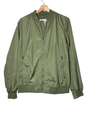 GAP Mens Bomber Windbreaker Jacket Olive Army Green Size Small Water Resistant